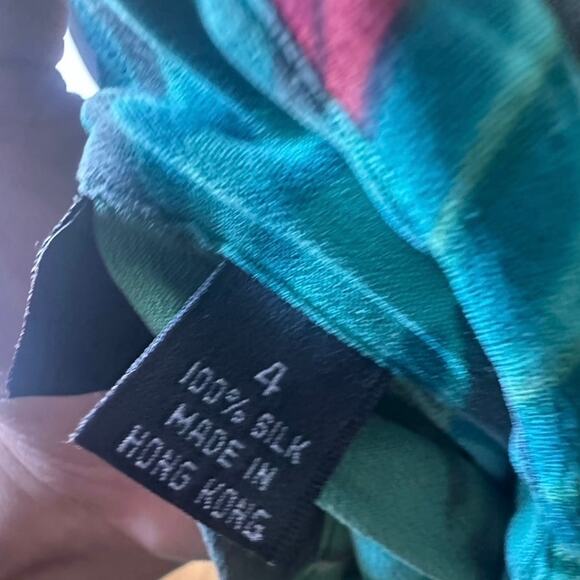 Linda Allard Ellen Tracy Tropical Print Button Down Shirt Toucan & Green Leaves - Picture 8 of 8